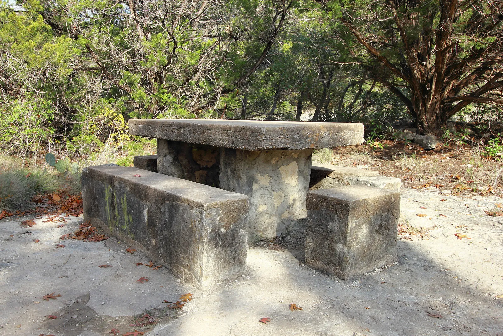 Table de pique-nique au parc de McKinney Falls, au Texas